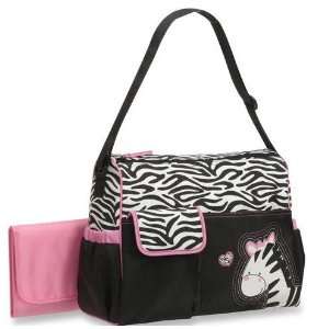   Boutique Black & White Zebra Striped Pink Zebra Diaper Bag: Baby