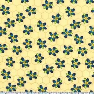  45 Wide Beez Blossoms Yellow Fabric By The Yard: Arts 