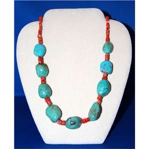  Chunk Turquoise with Red Coral 