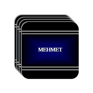 Personal Name Gift   MEHMET Set of 4 Mini Mousepad Coasters (black 