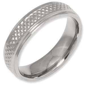  Titanium Ridged Edge Weave Design 6mm Polished Band ring 