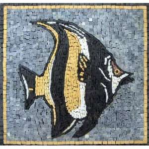 14x15 Fish Mosaic Stone Decorative Tile Wall Spa Decor:  