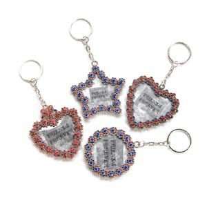  Metal Fower Photoframe Keychain with Rhinestones 2 (1 