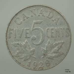  1928 Canada 5 Cents Coin 