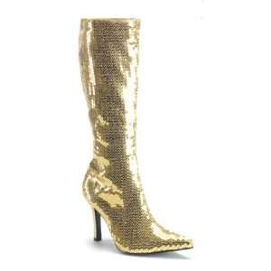   : Gold Sequin Knee Length Boots Fancy Dress Size US 11: Toys & Games