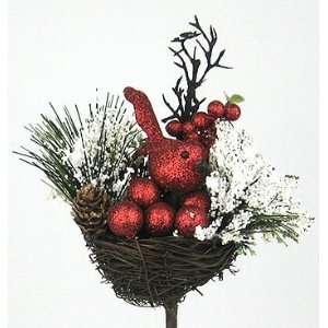  12 Christmas Birdnest Berry Picks 12in Red: Home & Kitchen