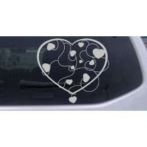 Heart With Vines Car Window Wall Laptop Decal Sticker    Silver 18in X 