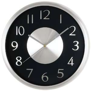  Silver and Black Round 11 3/4 Wide Wall Clock