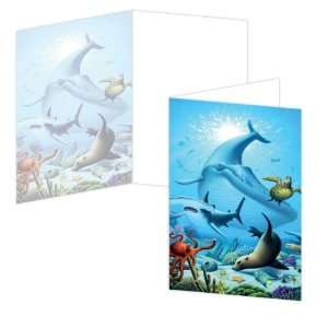  ECOeverywhere Ocean Life Boxed Card Set, 12 Cards and 
