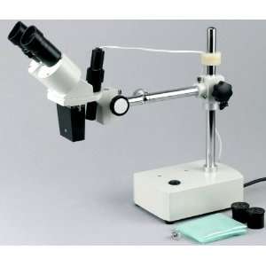 AmScope 10x 15x Stereo Binocular Microscope Boom Arm + Light:  
