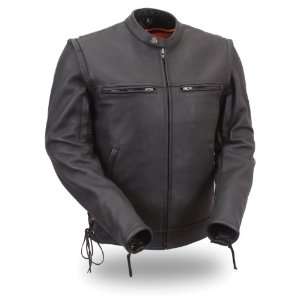   Mens Vented Scooter Jacket with Blacked Out Highly Reflective Piping