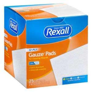  Rexall 12 Ply Gauze Pad   2 x 2, 25 ct Health 