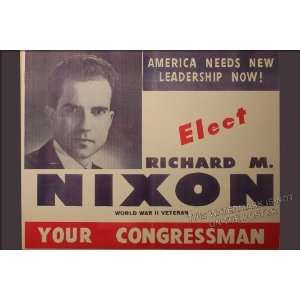  Richard Nixon 1946 Congressional Campaign   24x36 Poster 