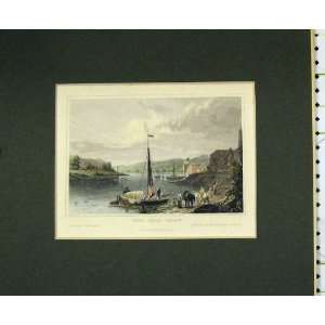  1840 Hand Coloured Print View Near Selain River Sailing 