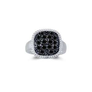  1.30 Cts Black Diamond Mens Ring in 14K White Gold 6.5 