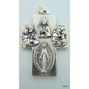  4way Catholic Scapular Medal Cross Miraculous Saint 
