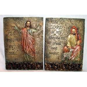  Set of 2 Plaques He Restores My Soul and The Lord is My 