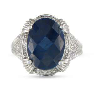  7ct Sapphire Rough Cut Diamond Ring Set in Sterling Silver 