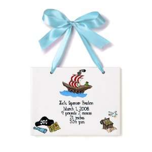 Birth Certificate Hand Painted Tile   Pirate: Baby