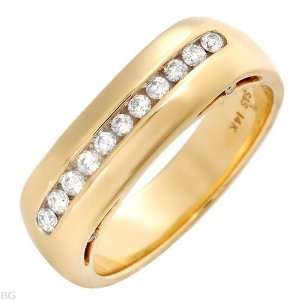 Gentlemens Ring With Genuine Diamonds Well Made in 14K Yellow Gold 