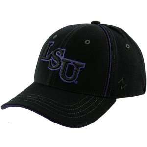  Zephyr LSU Tigers Black Abyss Zfit Hat: Sports & Outdoors