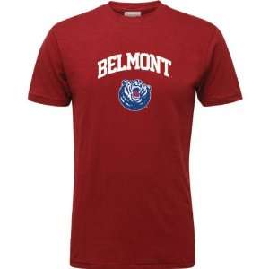  Belmont Bruins Red Arch Logo Vintage T Shirt: Sports 