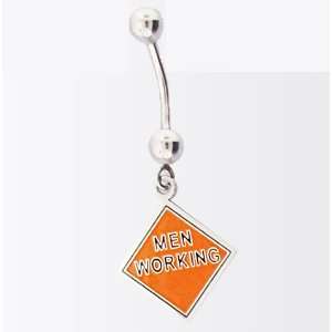   Sign Men Working Dangle 14g Belly Button Navel Ring   Free Shipping