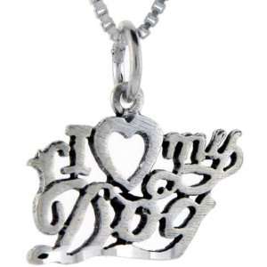 925 Sterling Silver I Love My Dog Talking Pendant (w/ 18 Silver Chain 