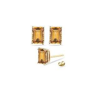  3.34 Ct Citrine Stud Earrings in 18K Yellow Gold: Jewelry