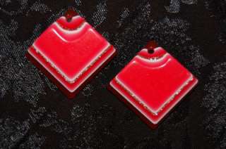 french affair store lea stein ear rings layered red gray white