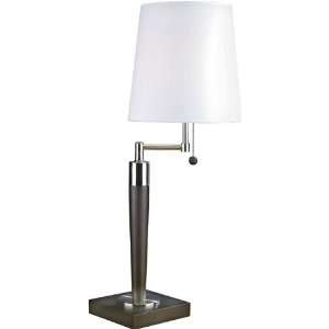   Walnut Table Lamp with White Fabric Shade LS 3666