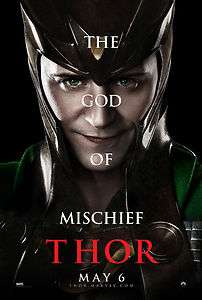Movie Poster   Thor, Mischief, Tom Hiddleston, 12 x 8  