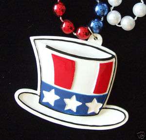 AMERICAN FLAG TOP HAT Mardi Gras Beads USA VOTE  