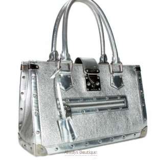Authentic LOUIS VUITTON Silver Suhali Leather Le Fabuleux Bag  EUC, $ 