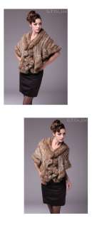 0202 Genuine Smooth Rabbit Fur Shawl Wedding Poncho Cape Wrap Tippet 