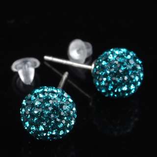 Hot Blue Swarovski Crystal 925 Silver Earrings Stud  