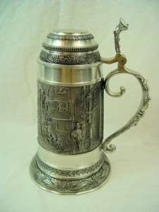 Ornate Pewter Beer Stein Zinn Becker w/Certificate  