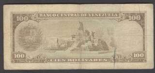 VENEZUELA RARE NOTE 100 BOLIVARES 1966  