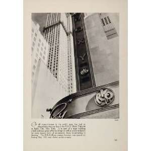 1933 RKO Roxy Theatre Radio City New York Marquee   Original Print