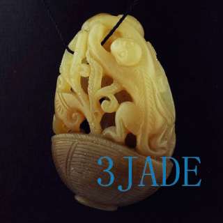Natural Hetian Nephrite Jade Carving / Pendant: Monkey  
