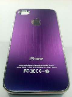Purple Aluminum Metal Hard Polished Back Plate Case For Apple iPhone 4 
