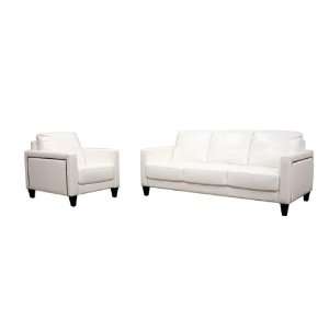  Arianna Leather Sofa and Chair Set (white): Home & Kitchen