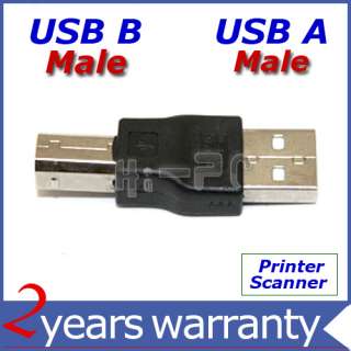 USB MALE A to B PRINTER SCANNER CABLE ADAPTER CONNECTOR  