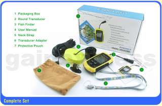 Portable LCD Fish Finder with Sonar Beam Transducer & Alarm; DISPLAY 