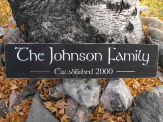 Custom Family Name & Established Wood Sign  