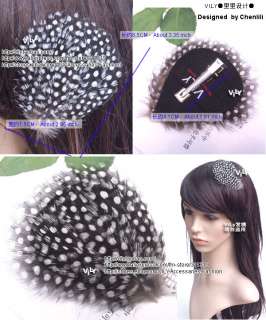 VILY Feather Hair Clip Barrette Fascinator White Dots  