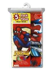 Fruit of the Loom Boys 5 Pack Spiderman Briefs Prints