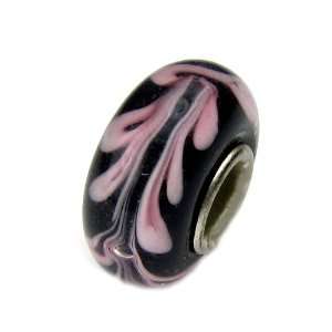  CLOSEOUT Murano Single Core Pink Swirls European Bead 