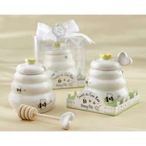 Baby Shower Favors Sweet As Can Bee Ceramic Honey Pot with Wooden 