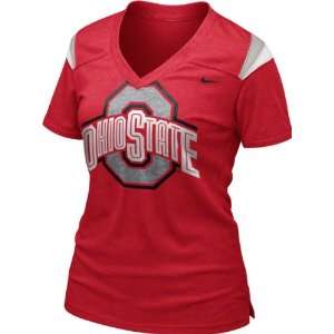   Buckeyes Womens Red Nike Football Replica T Shirt